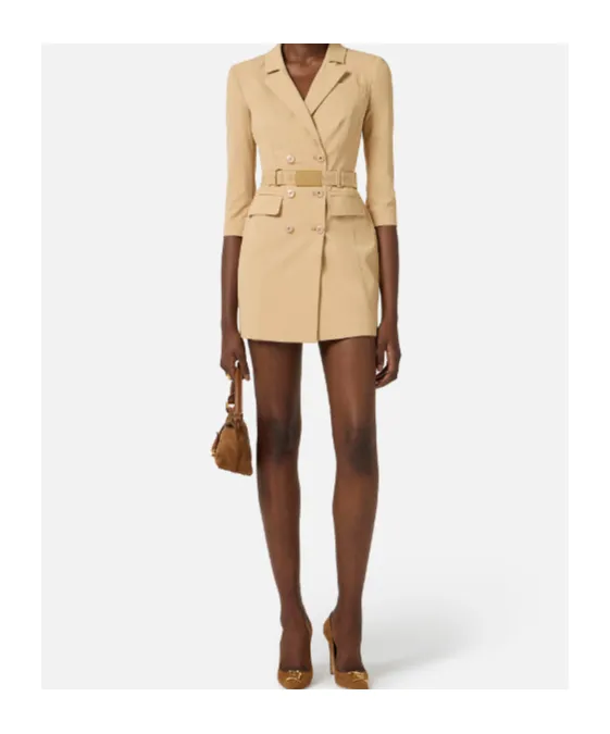Lapel Belted Mini Dress