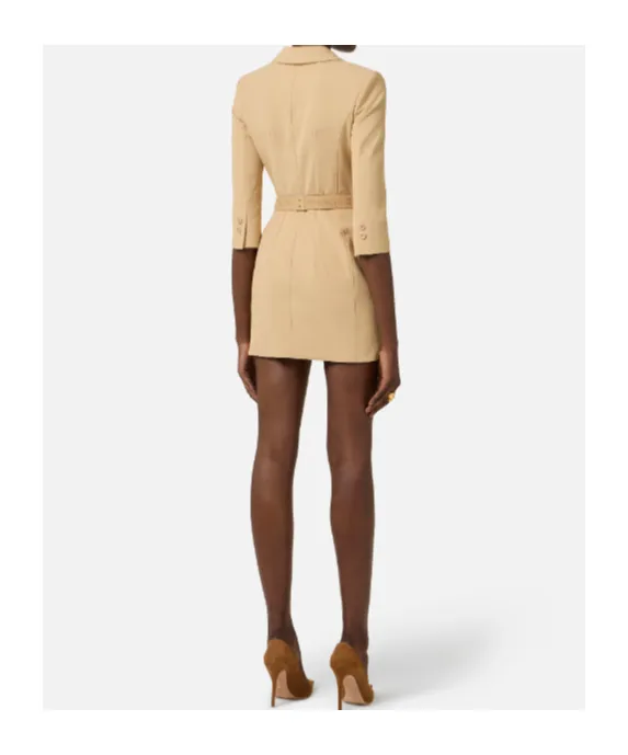 Lapel Belted Mini Dress