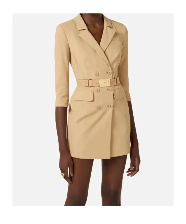 Lapel Belted Mini Dress