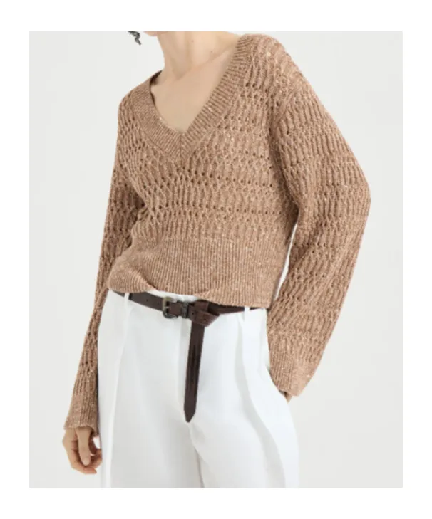 Brunello Cucinelli V-Neck Ribbed Jumper