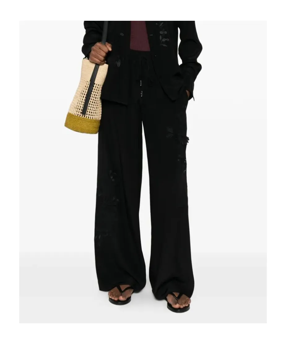 Floral-Embroidered Trousers