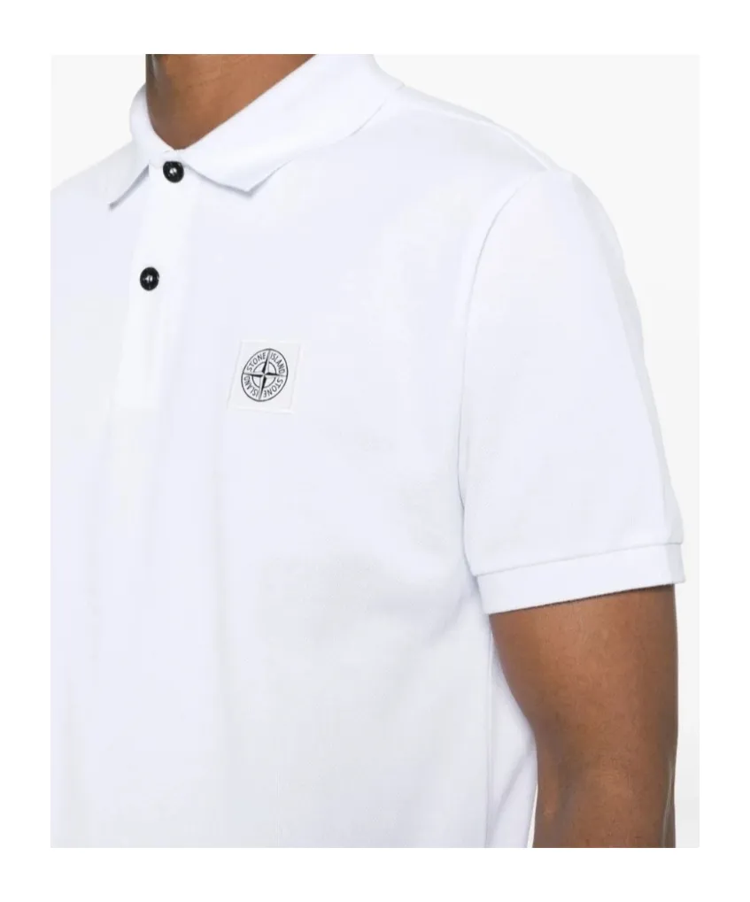 Stone Island Logo Patch Short-Sleeved Polo Shirt