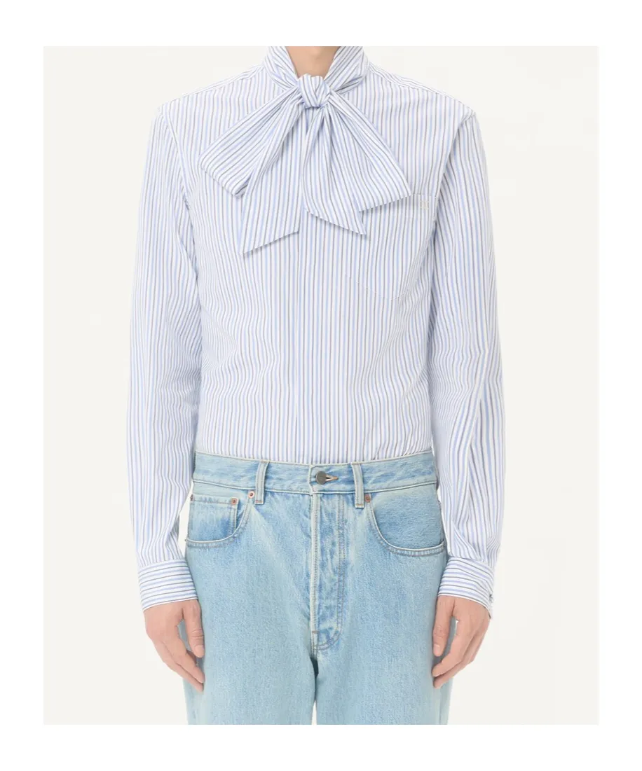 Striped-Pattern Cotton Shirt