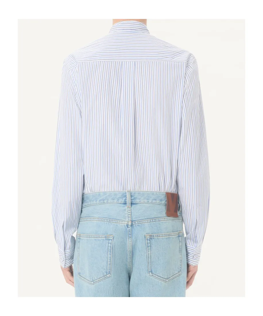 Striped-Pattern Cotton Shirt