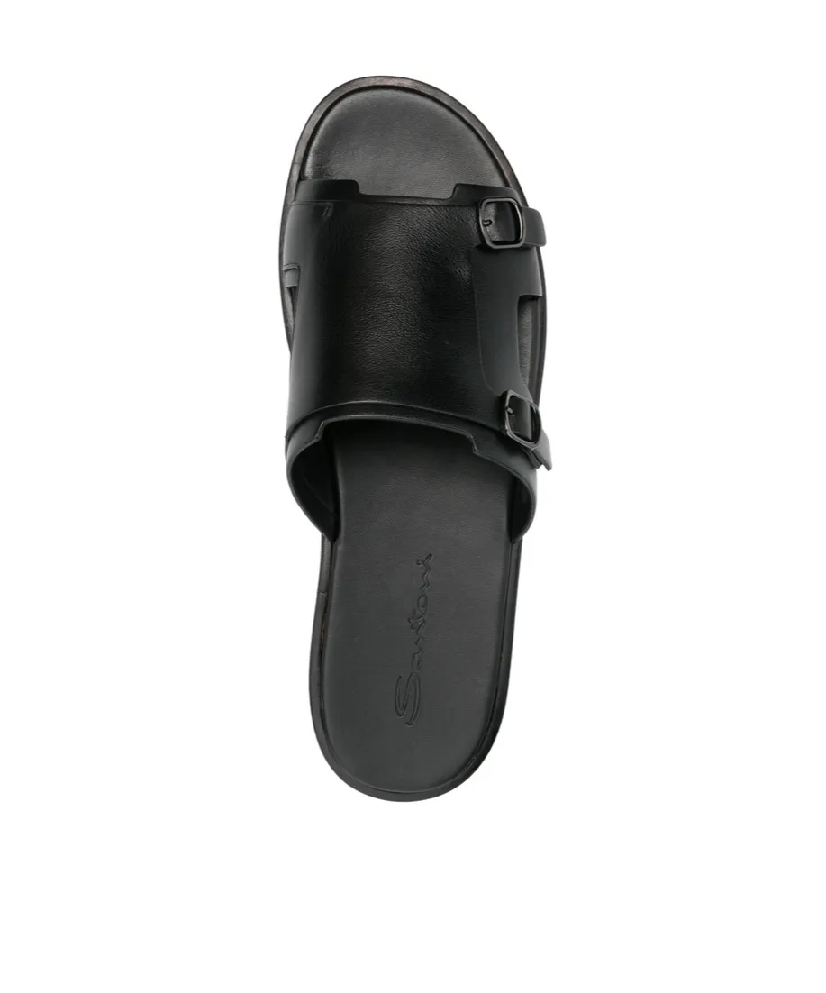 Black Buckle Sandals