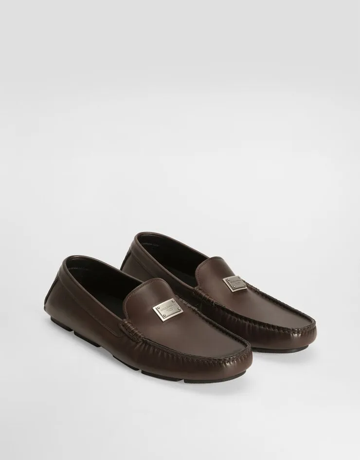 Dolce & Gabbana Logo Detail Leather Moccasins