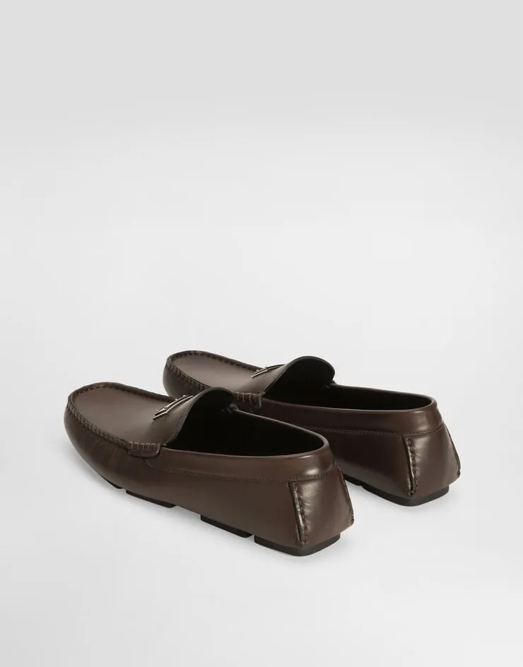 Dolce & Gabbana Logo Detail Leather Moccasins