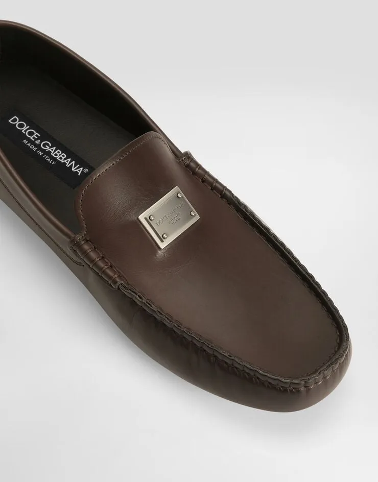 Dolce & Gabbana Logo Detail Leather Moccasins