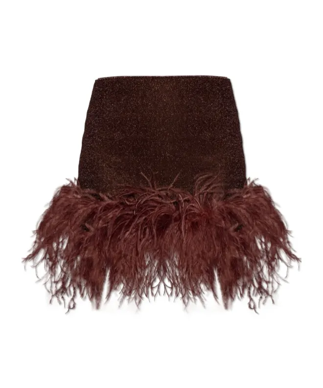 Osree Lurex Thread Feather-Detailed Skirt