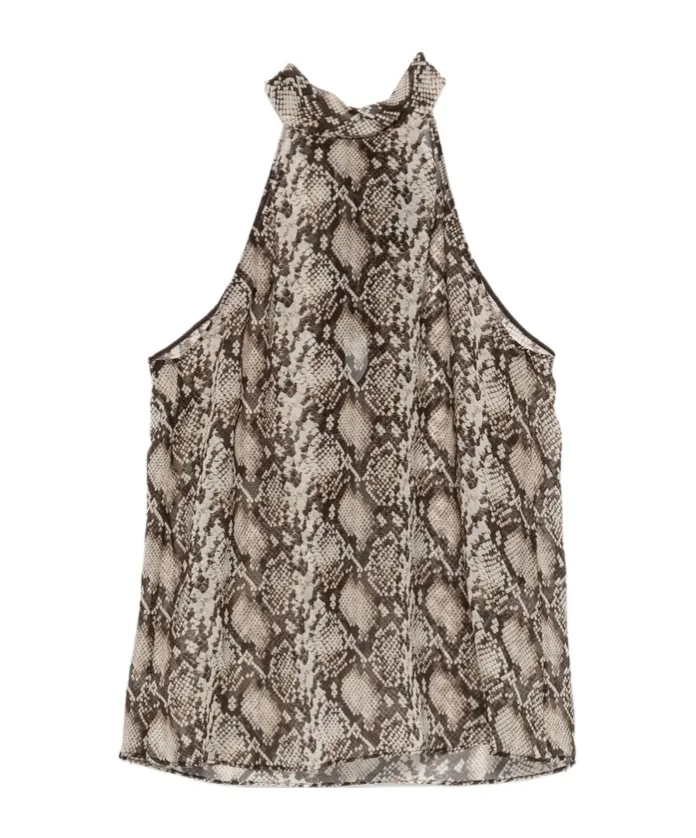 Snake-Pattern Halter-Neck Top