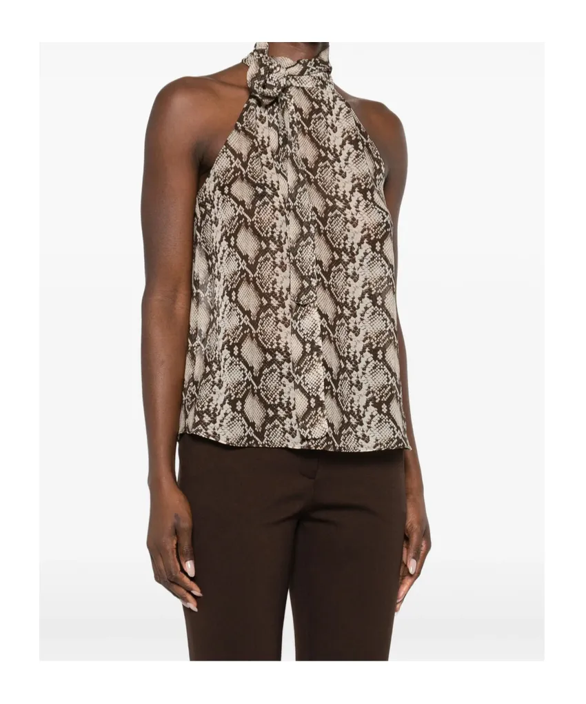 Snake-Pattern Halter-Neck Top