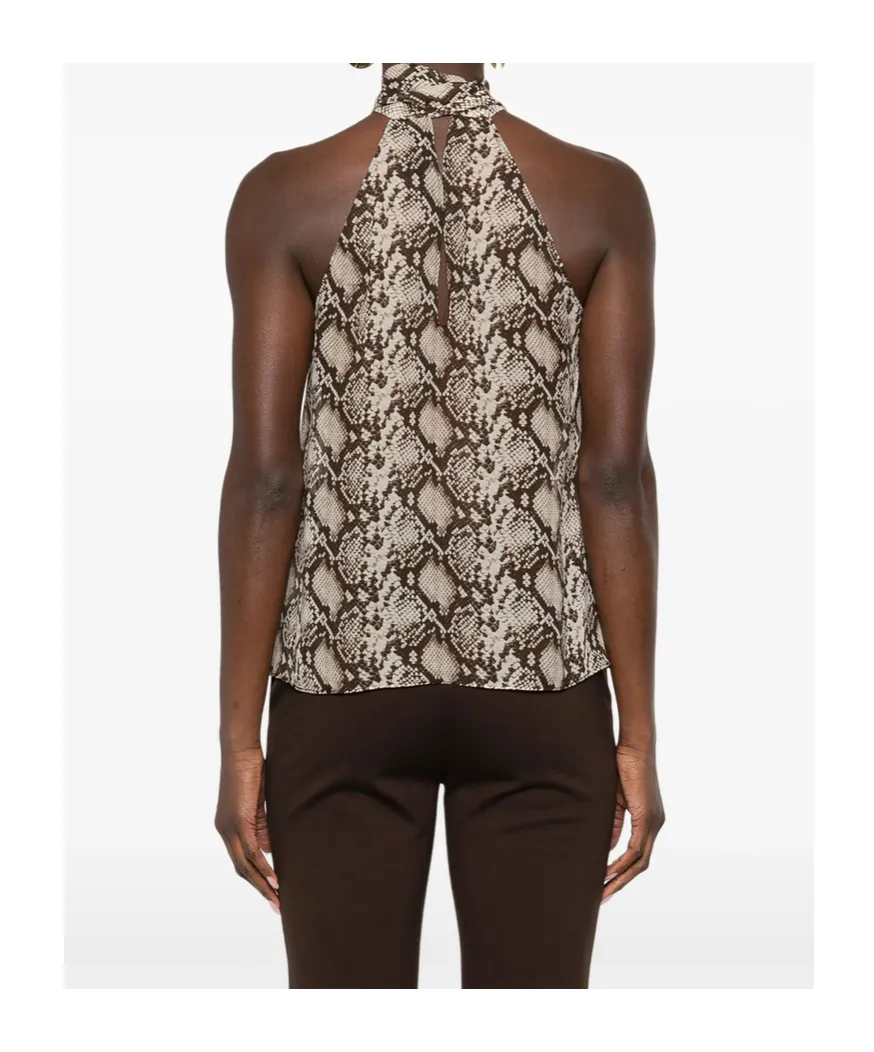 Snake-Pattern Halter-Neck Top