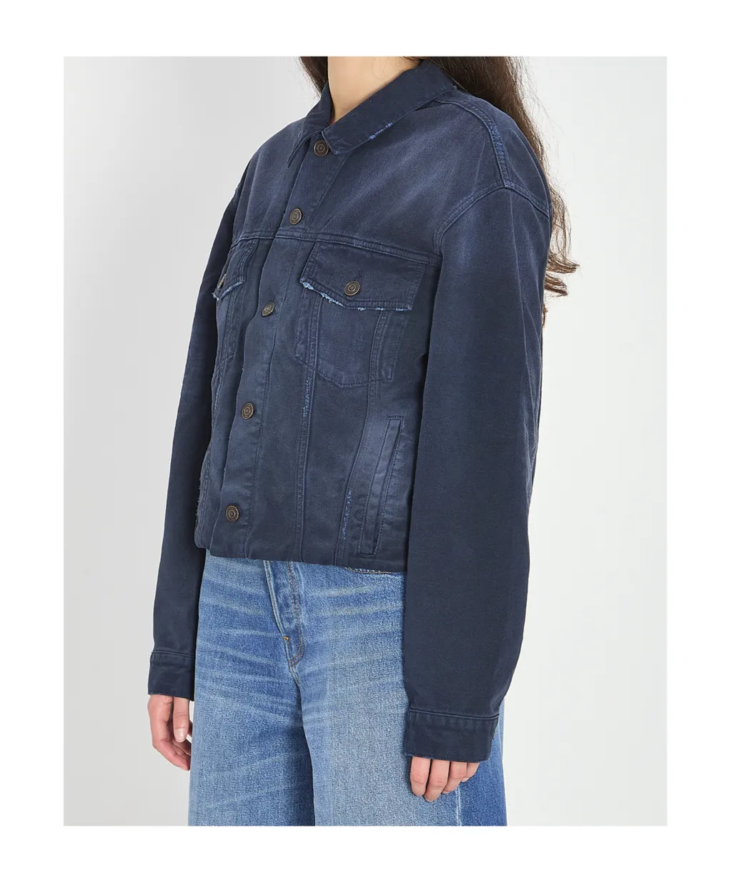 Cropped Old-Effect Denim Jacket