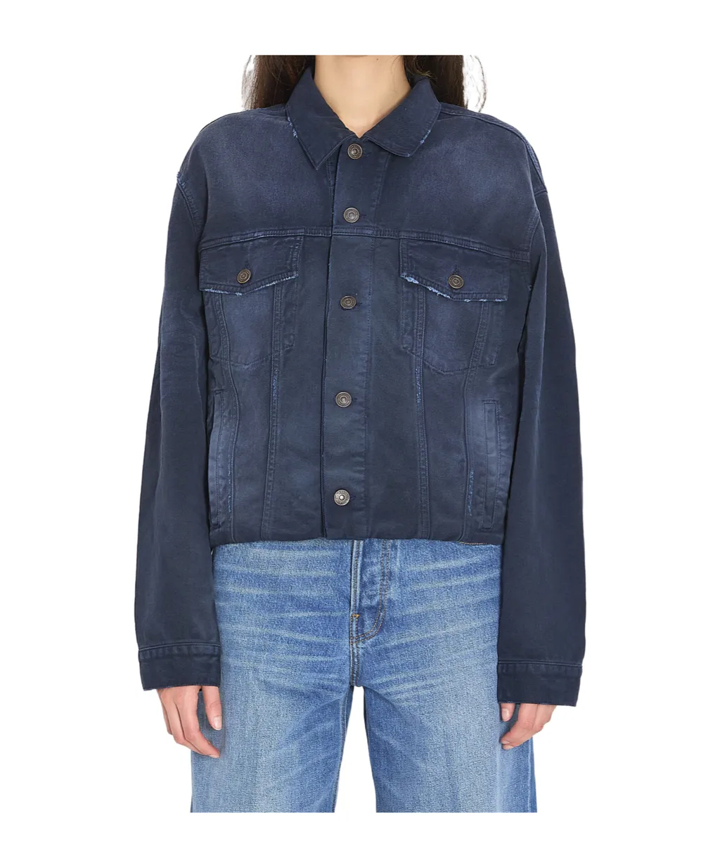 Cropped Old-Effect Denim Jacket