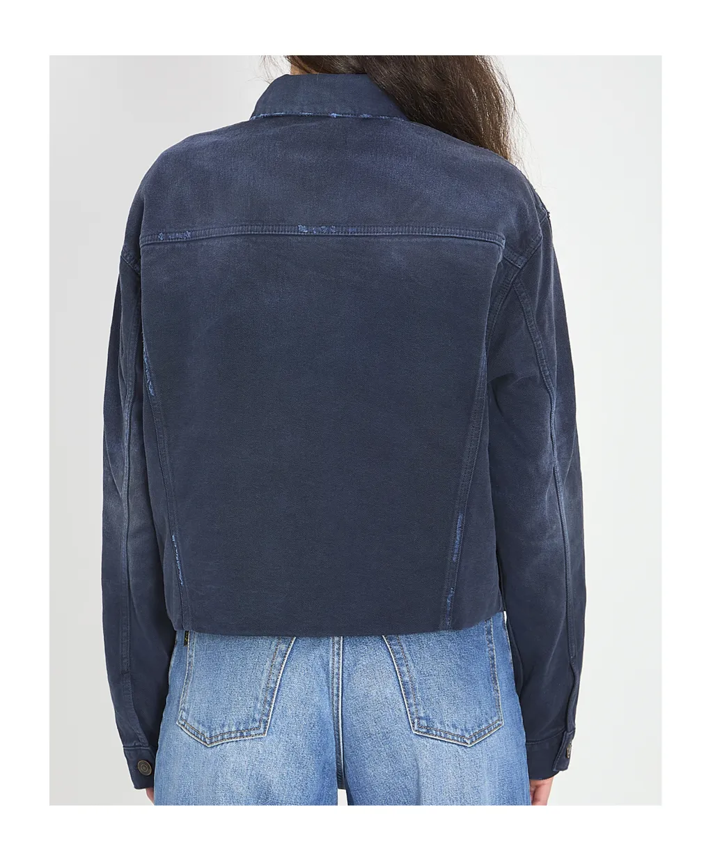 Cropped Old-Effect Denim Jacket