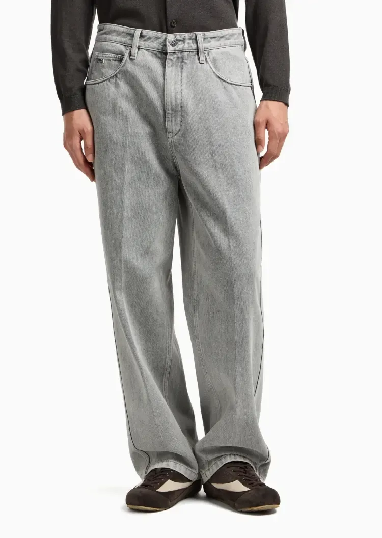 Emporio Armani Logo Patch Straight Hem Jeans