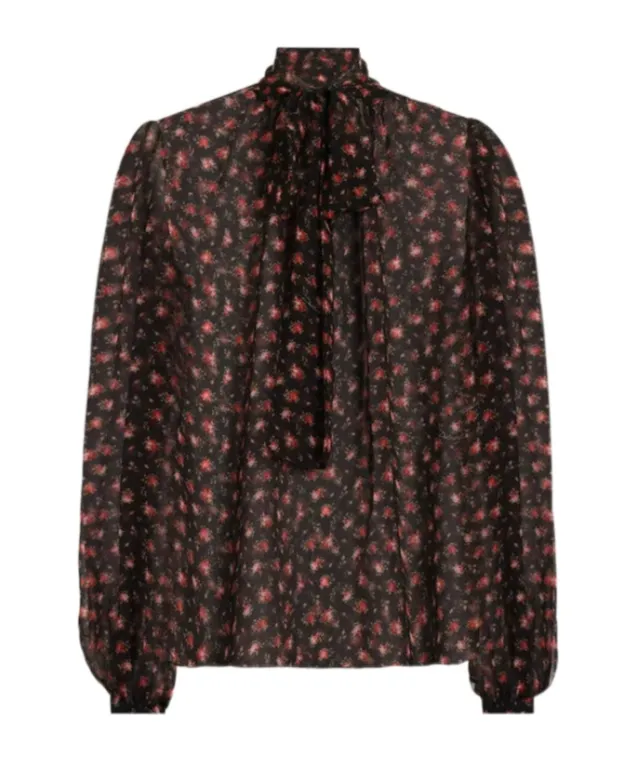 Dolce & Gabbana Small Rose-Printed Chiffon Top