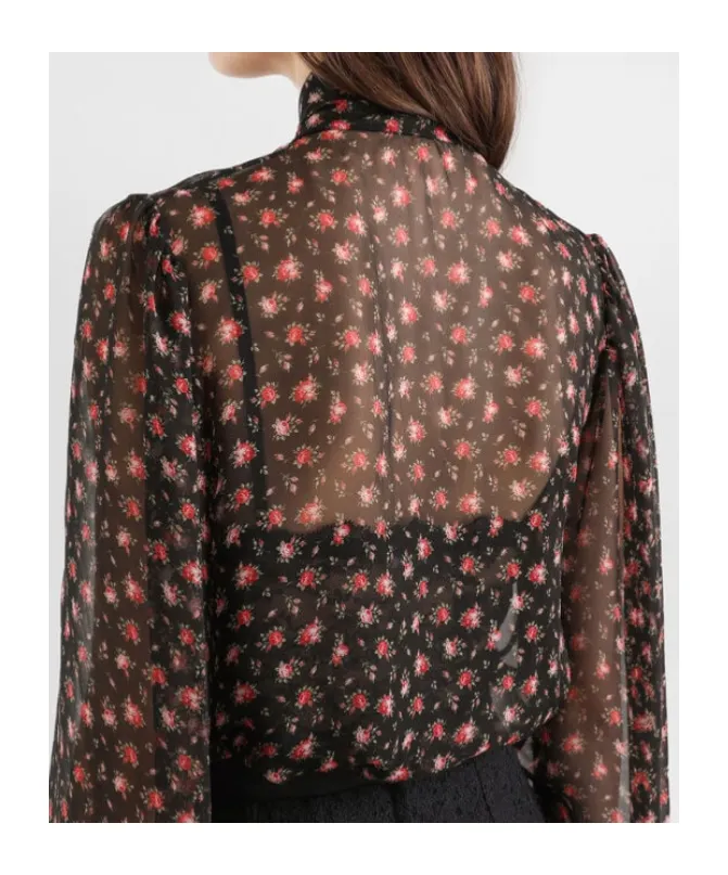 Dolce & Gabbana Small Rose-Printed Chiffon Top