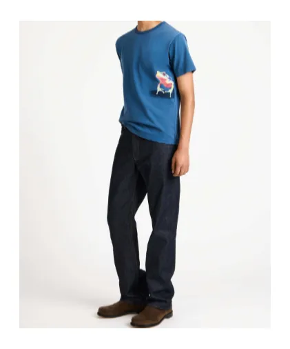 Peeking Frog Tshirt In Mid Blue