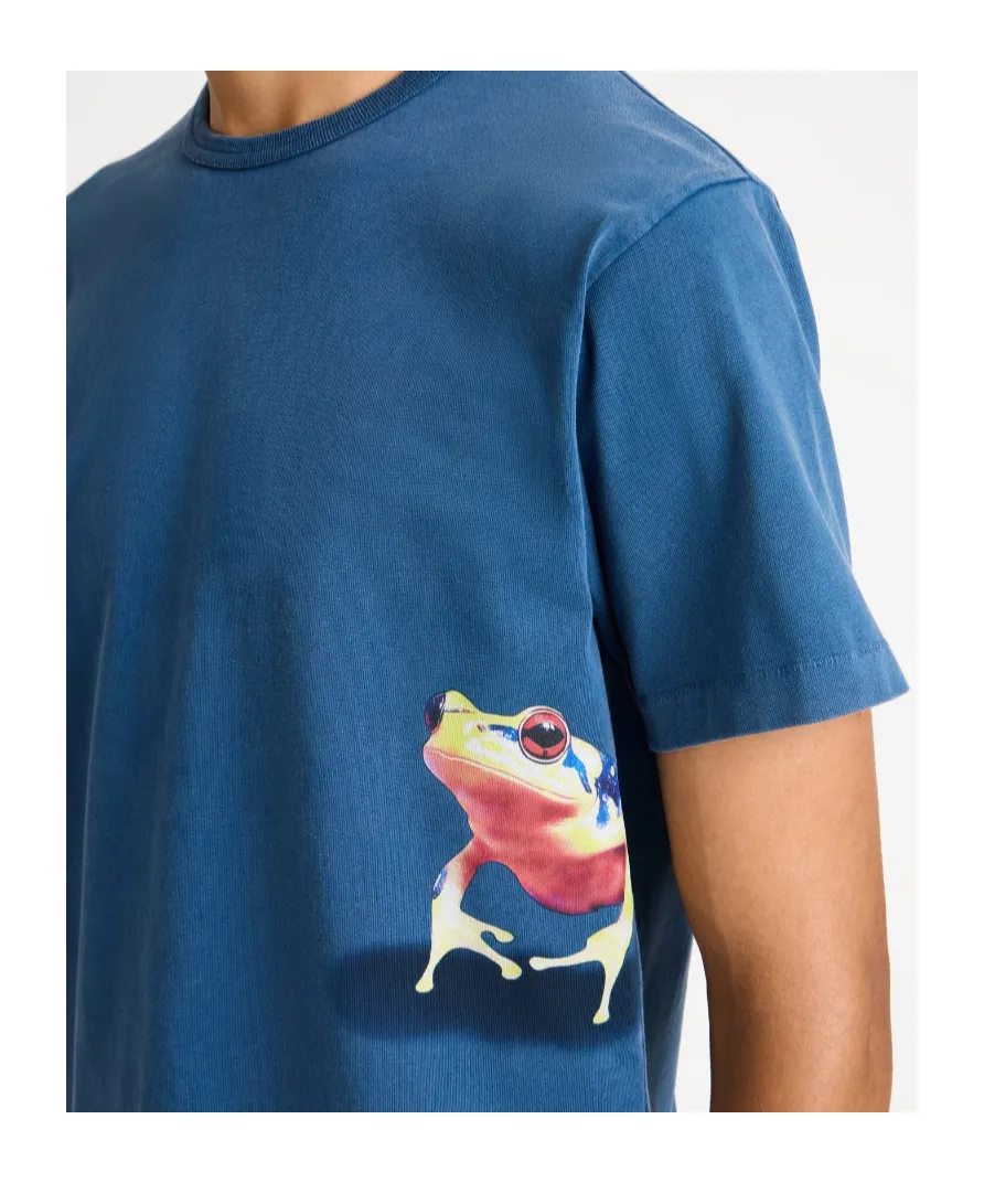 Peeking Frog Tshirt In Mid Blue