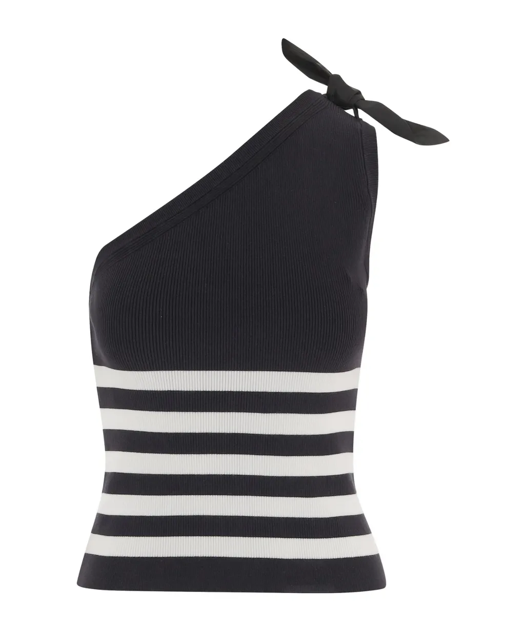 Patou Striped-Pattern Ribbed Top