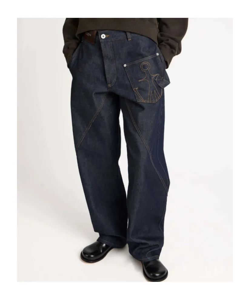 Twisted Workwear Denim Jeans In Indigo