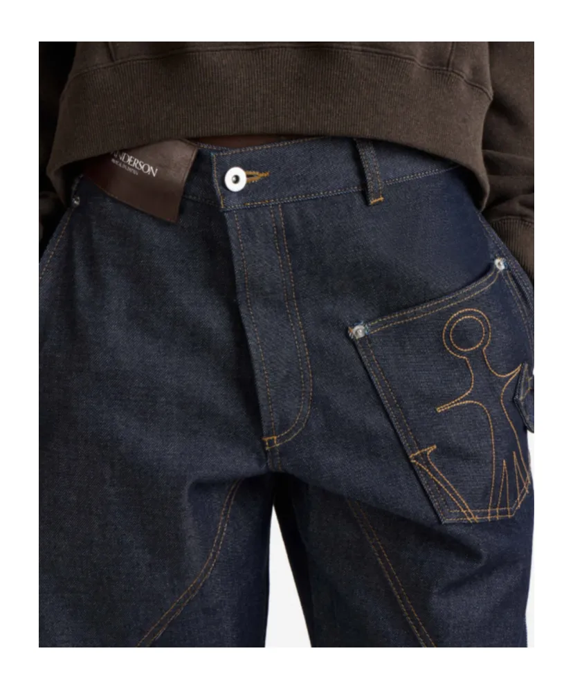 Twisted Workwear Denim Jeans In Indigo