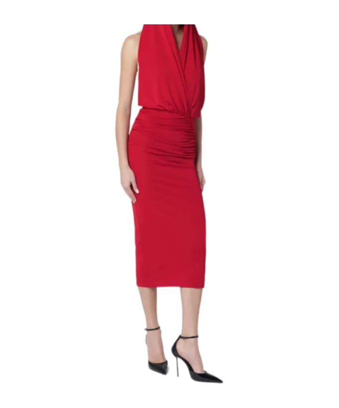 Red Annie Hooded Midi Dress