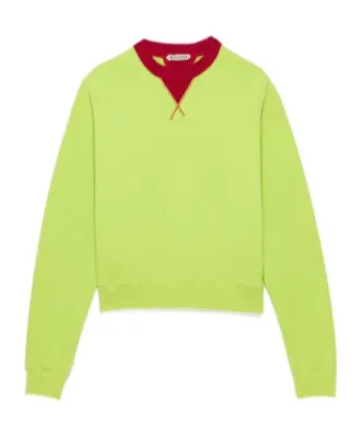 Contrast Collar Sweatshirt In Lime & Red