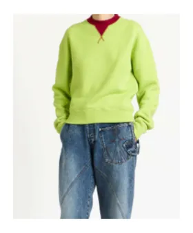 Contrast Collar Sweatshirt In Lime & Red