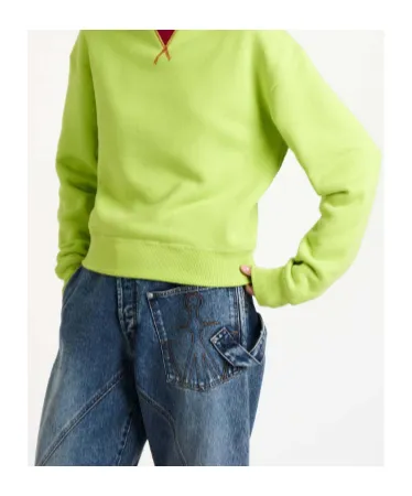 Contrast Collar Sweatshirt In Lime & Red