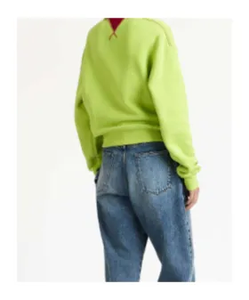 Contrast Collar Sweatshirt In Lime & Red