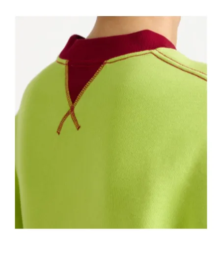 Contrast Collar Sweatshirt In Lime & Red
