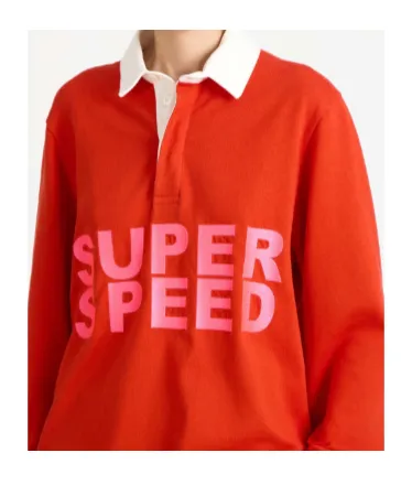 Rugby Polo Top In Bright Red Super Speed