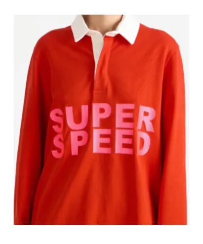 Rugby Polo Top In Bright Red Super Speed