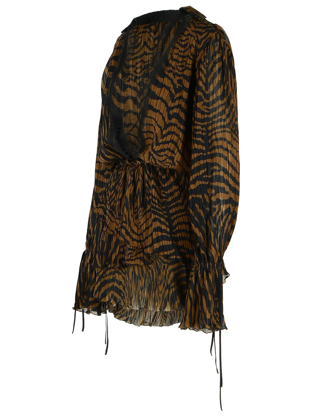Blumarine V-Neck Drawstring Waist Layered Mini Dress