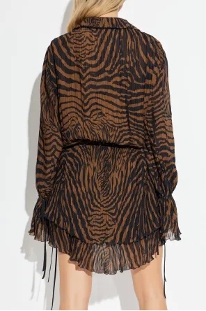 Blumarine V-Neck Drawstring Waist Layered Mini Dress