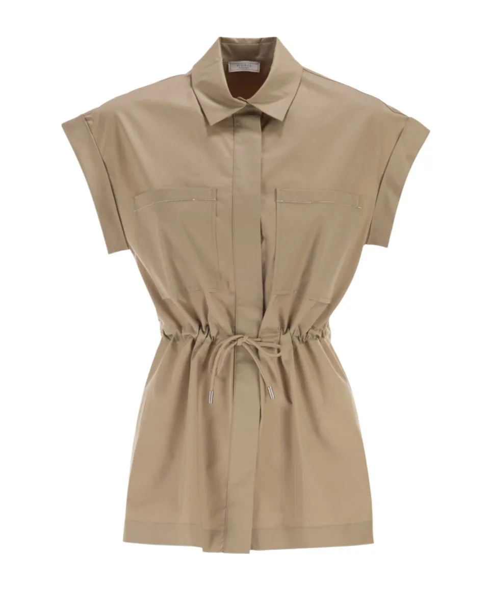 Peserico Drawstring Waist Sateen Shirt