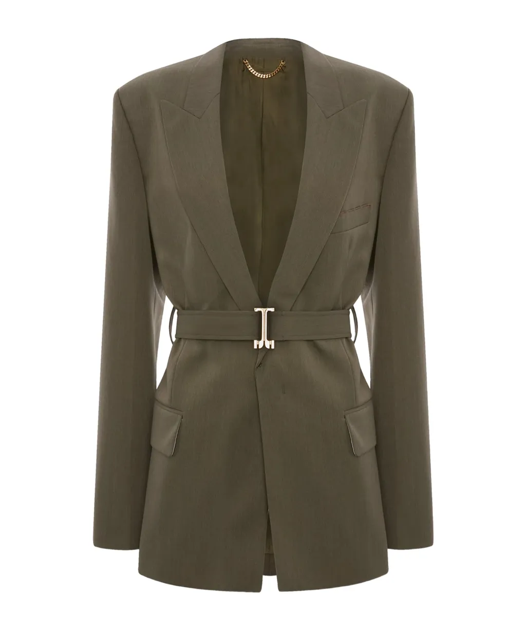 Belted Tailored Jacket In Sage Melange