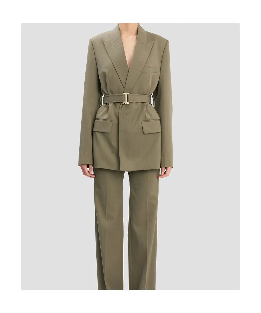 Belted Tailored Jacket In Sage Melange