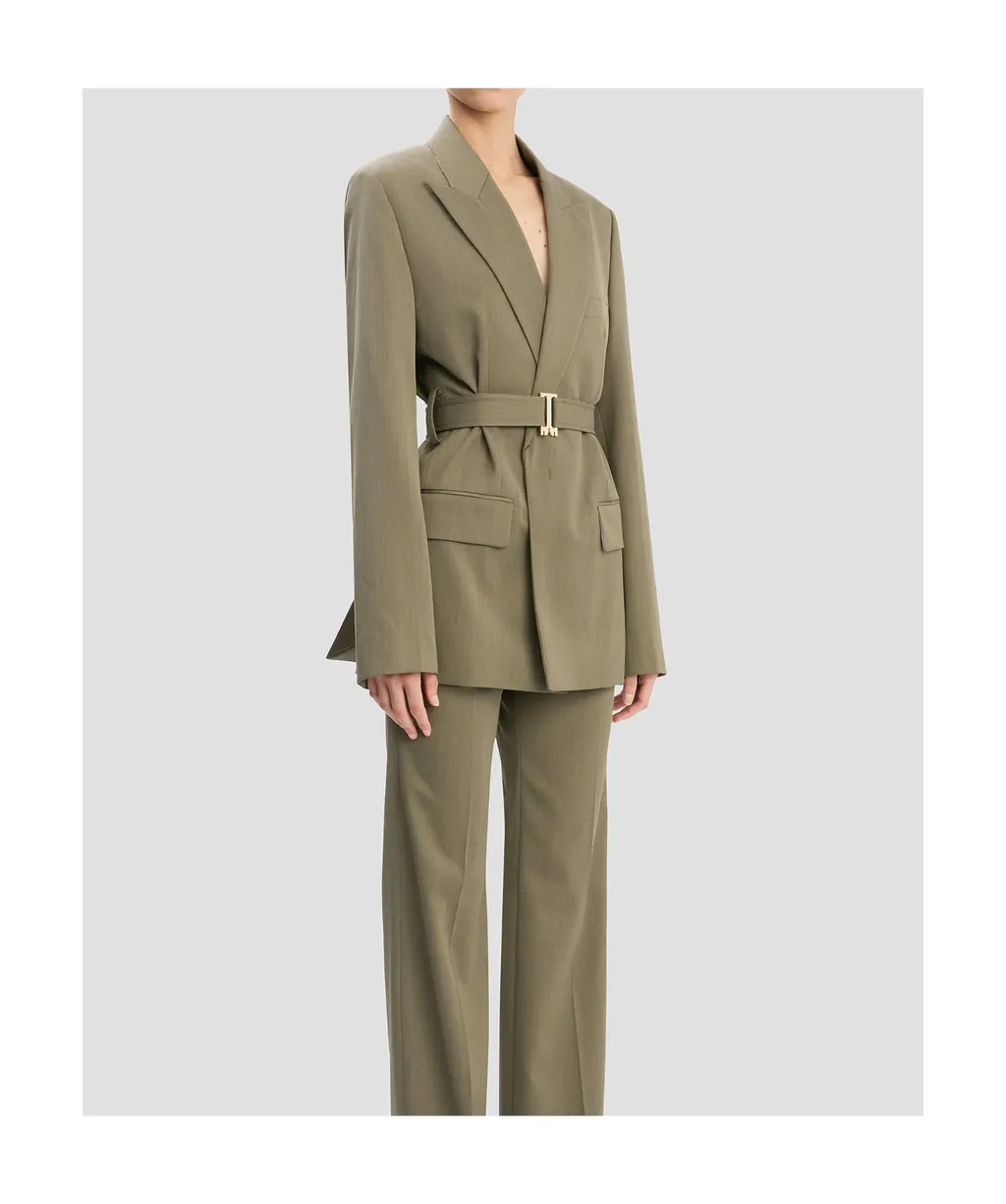 Belted Tailored Jacket In Sage Melange