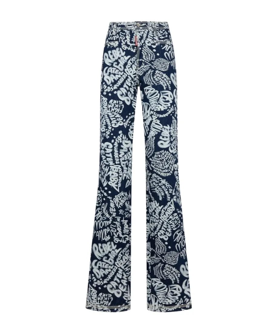 Dsquared2 Dalma Allover Printed Straight-Leg Jeans
