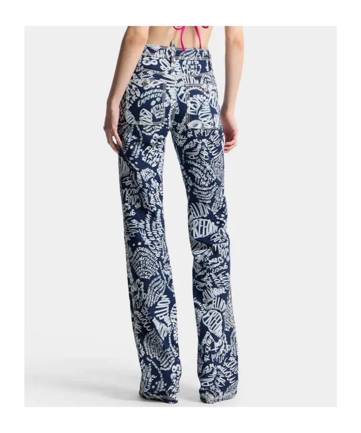 Dsquared2 Dalma Allover Printed Straight-Leg Jeans