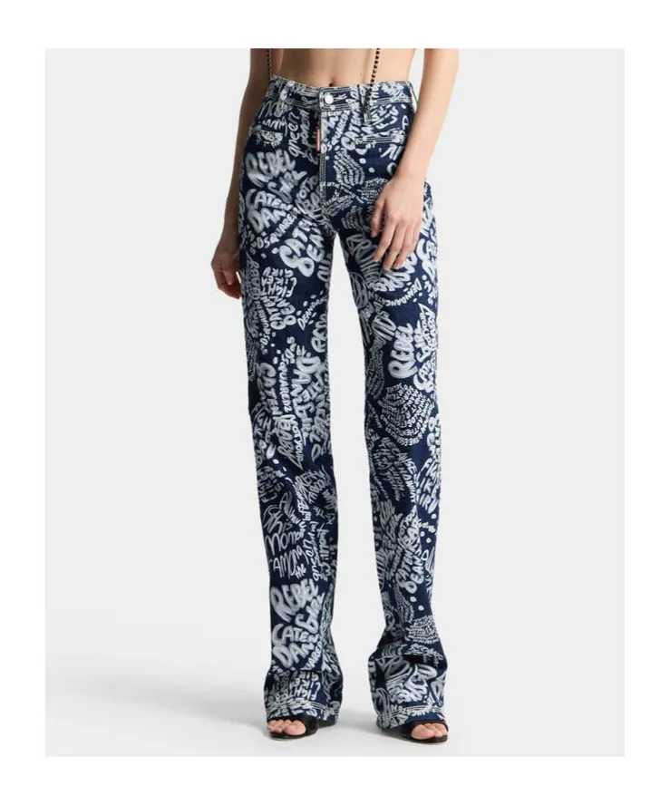 Dsquared2 Dalma Allover Printed Straight-Leg Jeans