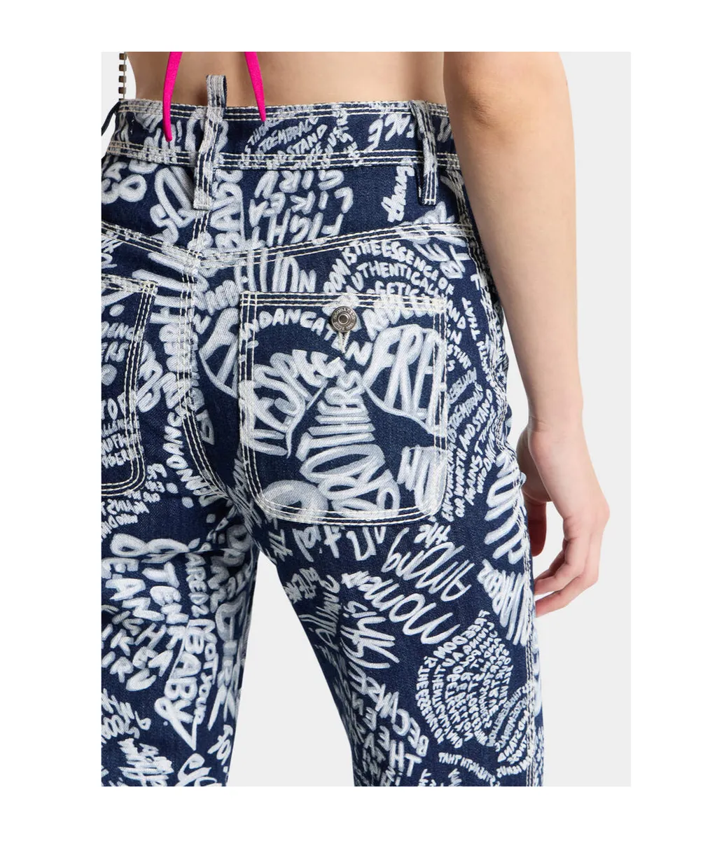 Dsquared2 Dalma Allover Printed Straight-Leg Jeans