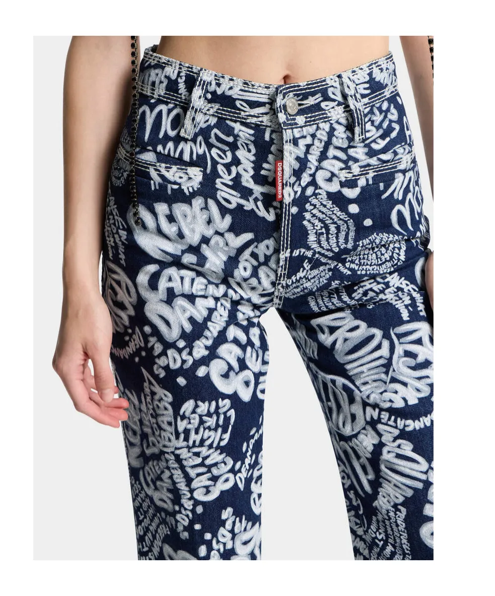Dsquared2 Dalma Allover Printed Straight-Leg Jeans