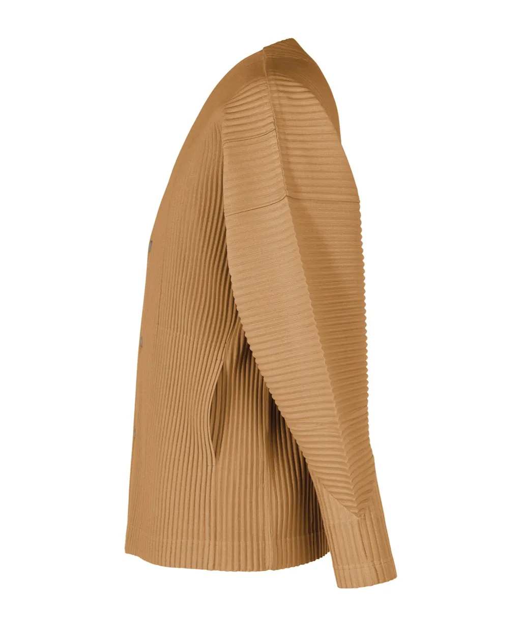 Pleated V-Neck Knit Cardigan