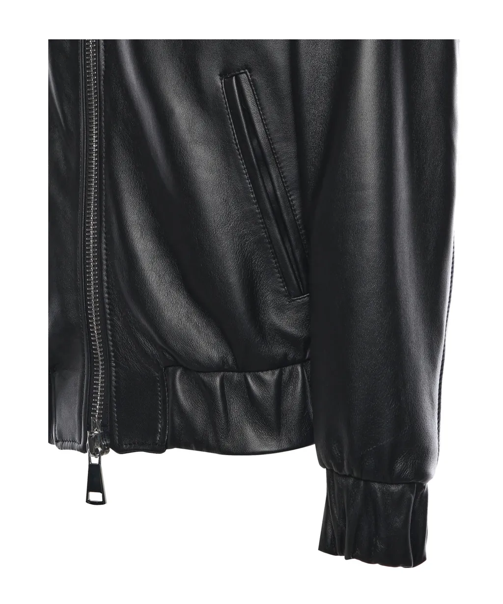 Giuliano Galiano Go Hard Zip-Up Leather Coat