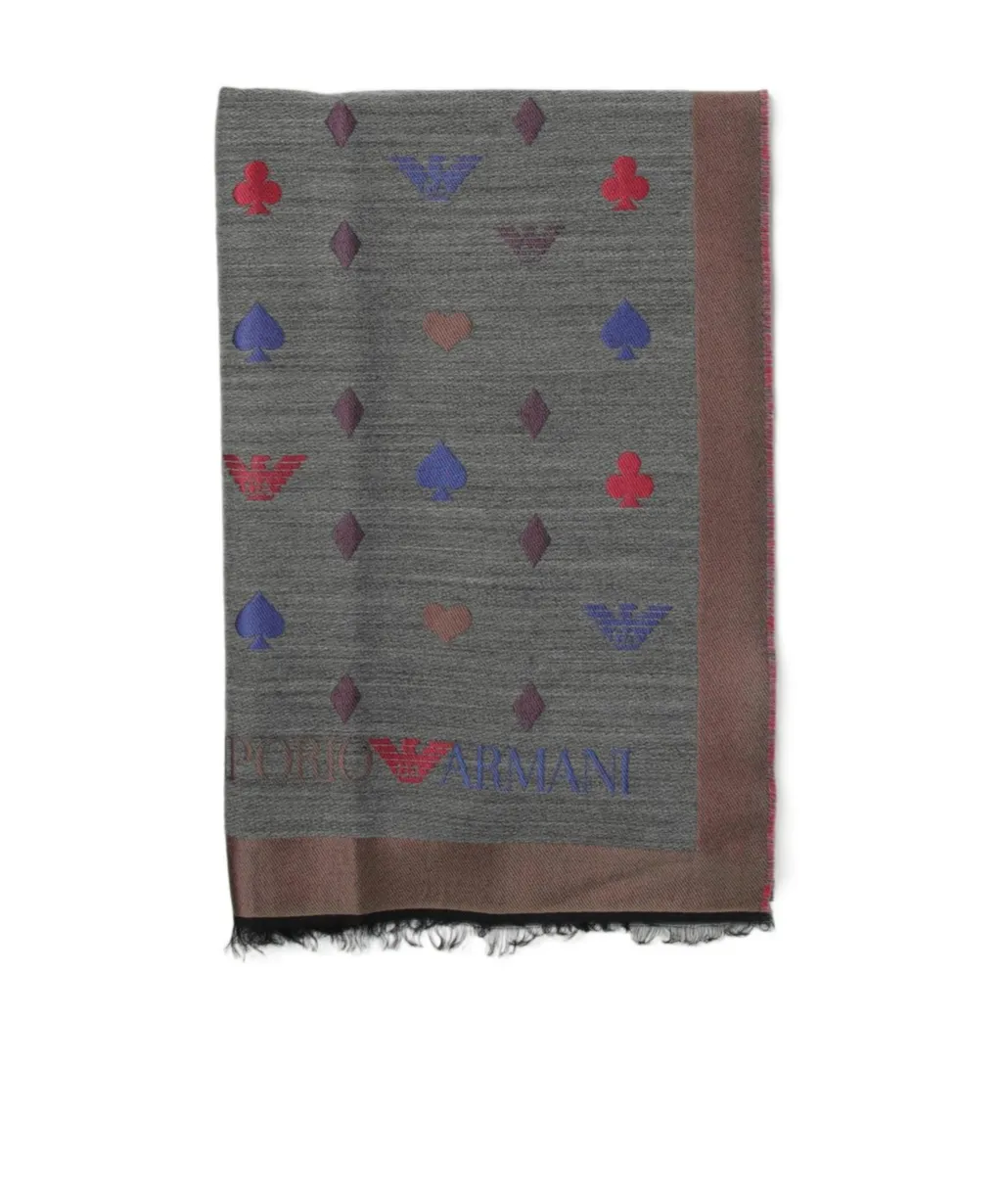 Emporio Armani All-Over Patterned Frayed Edge Scarf