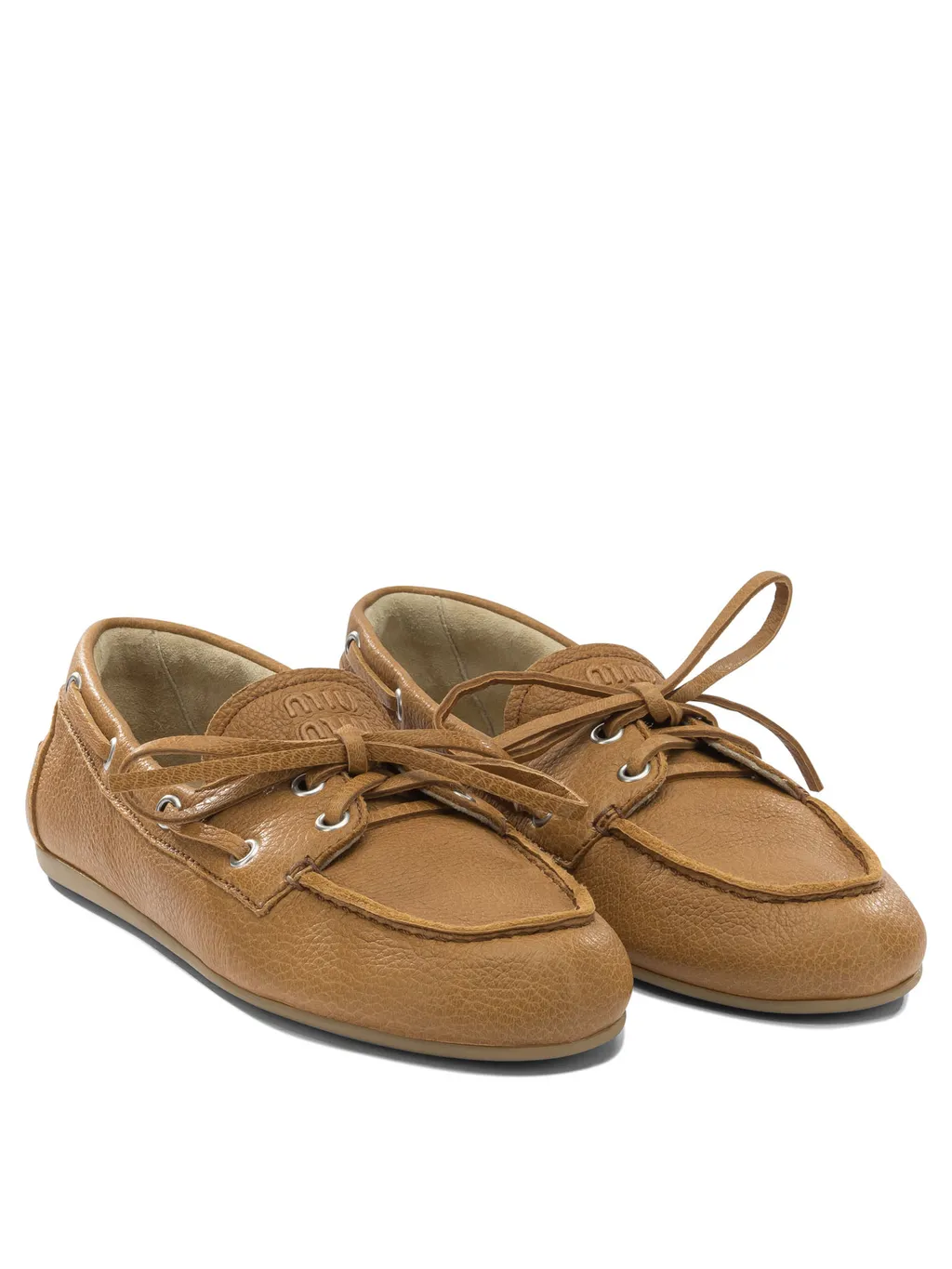 Tie Detail Leather Lace-Up Shoes
